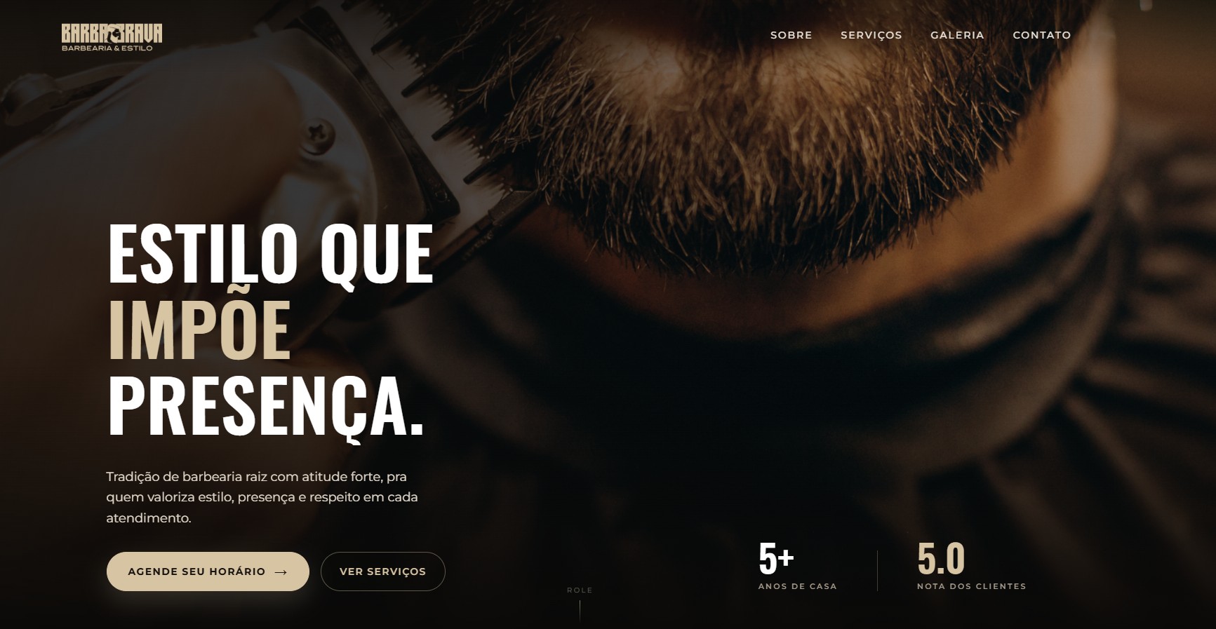 Landing page da Barbearia Barba Brava